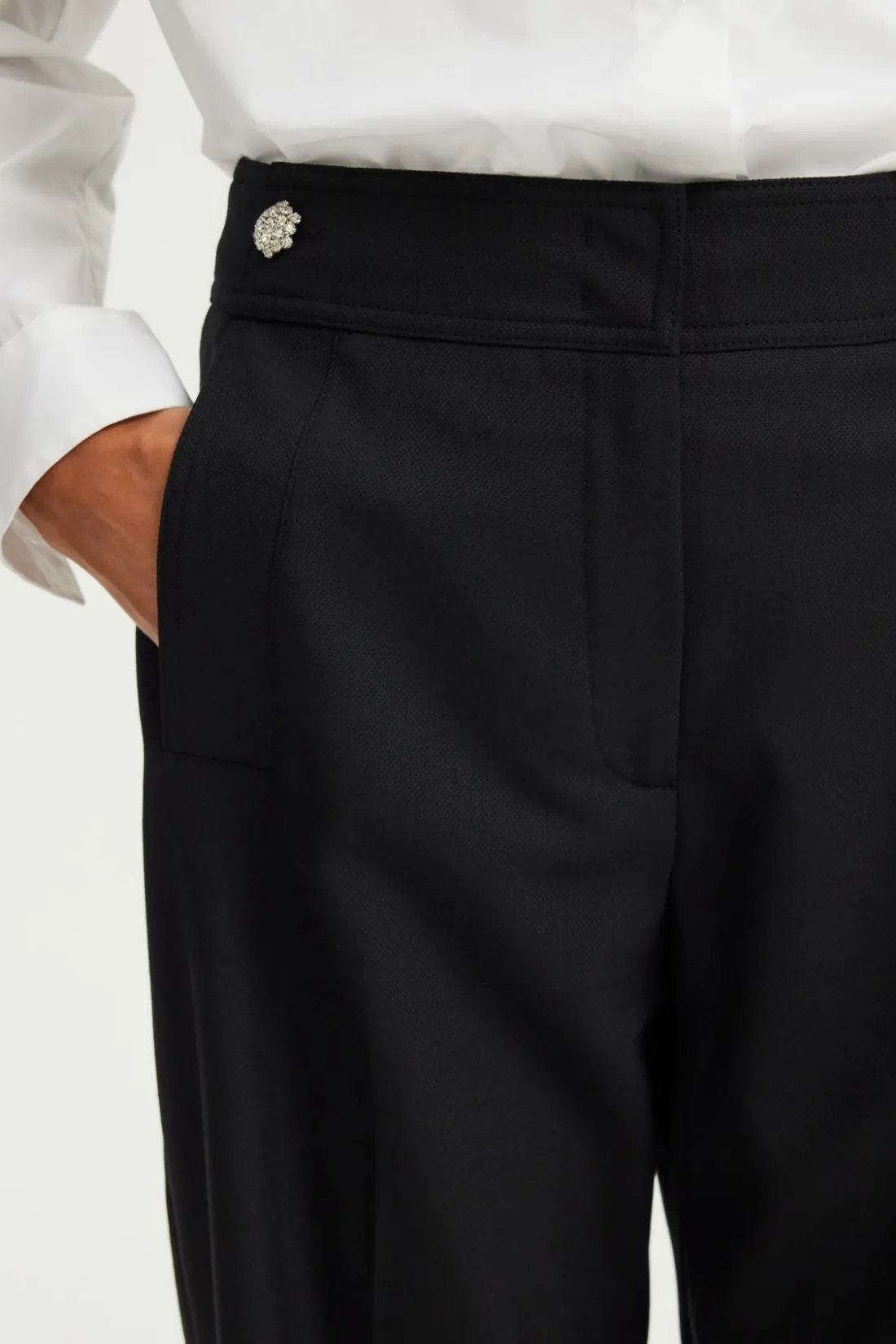 Pablo Pantalon large à boutons en strass - NADA Noir Flash Sale