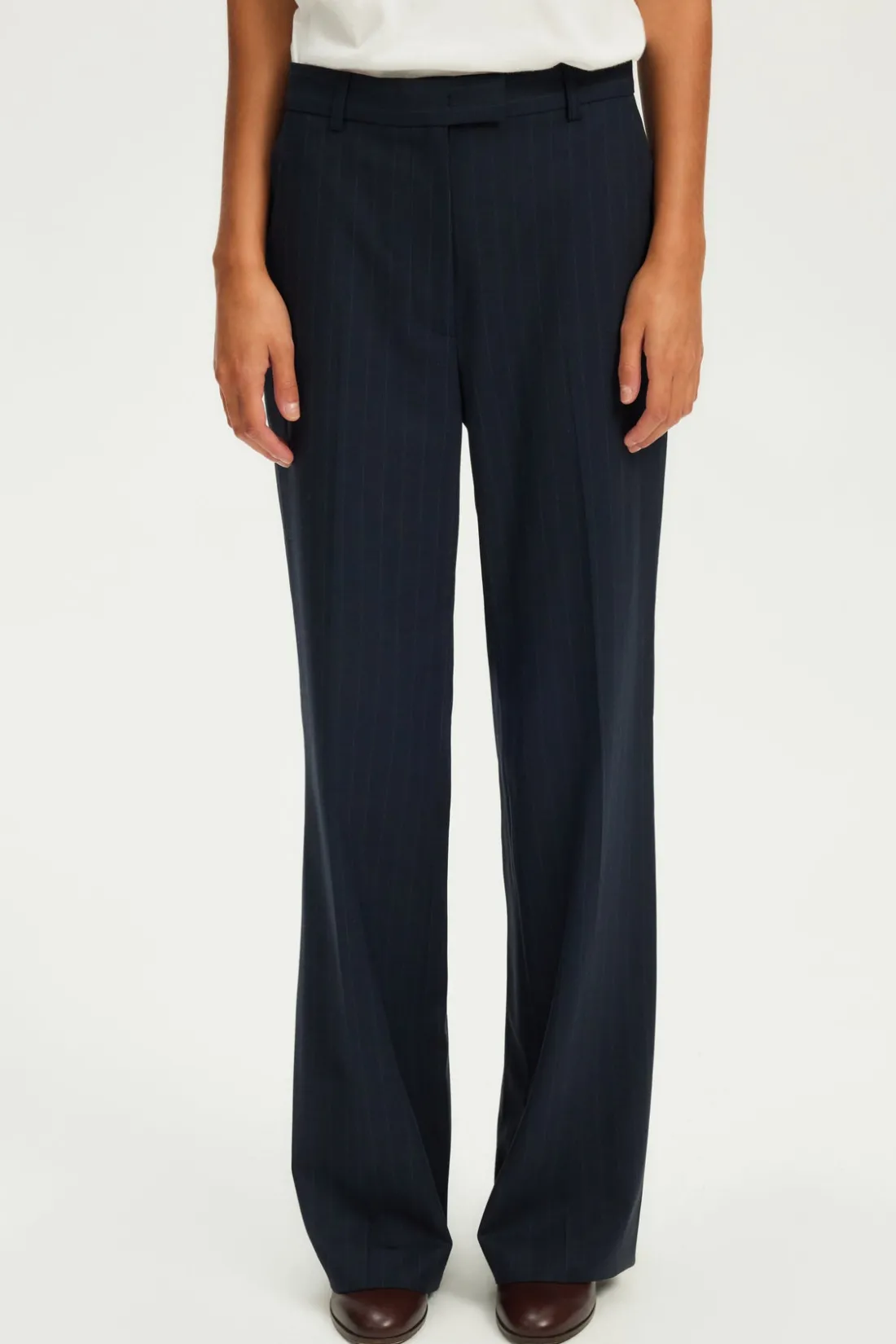 Pablo Pantalon large à fines rayures - NOLENE Marine Discount