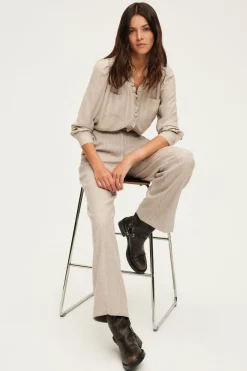 Pablo Pantalon large à rayures et sequins - NAYLA Sable Store
