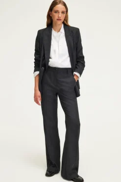 Pablo Pantalon large en flanelle rayée - NATAELLE anthracite Sale