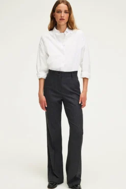 Pablo Pantalon large en flanelle rayée - NATAELLE anthracite Sale