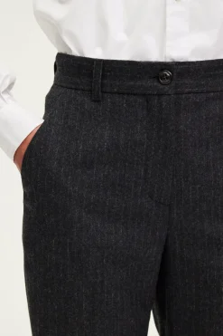 Pablo Pantalon large en flanelle rayée - NATAELLE anthracite Sale
