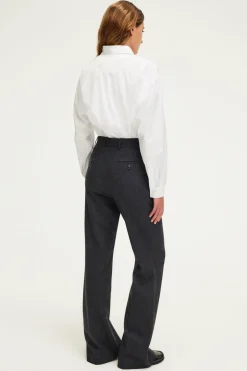 Pablo Pantalon large en flanelle rayée - NATAELLE anthracite Sale