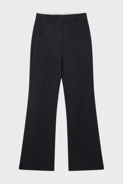 Pablo Pantalon large en flanelle rayée - NATAELLE anthracite Sale