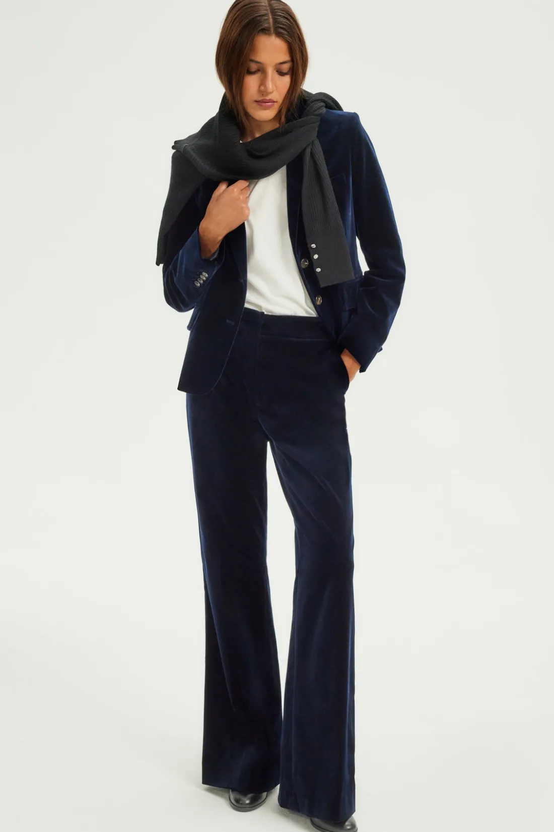 Pablo Pantalon large en velours lisse - NAIS Marine Outlet