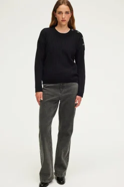 Pablo Pull à boutons en strass - JASSIA Noir Discount