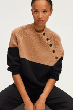 Pablo Pull à col montant bicolore - JOVIANE Noir Cheap