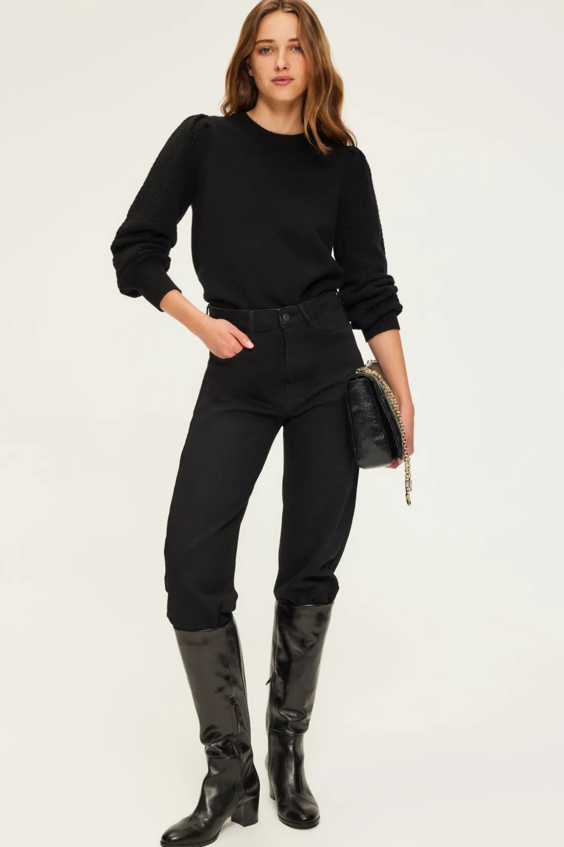 Pablo Pull en laine à manches ajourées - JANITA Noir Best Sale