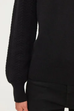 Pablo Pull en laine à manches ajourées - JANITA Noir Best Sale