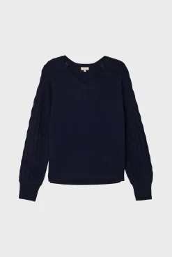 Pablo Pull en laine aux manches ajourées - JIOTI Marine Best