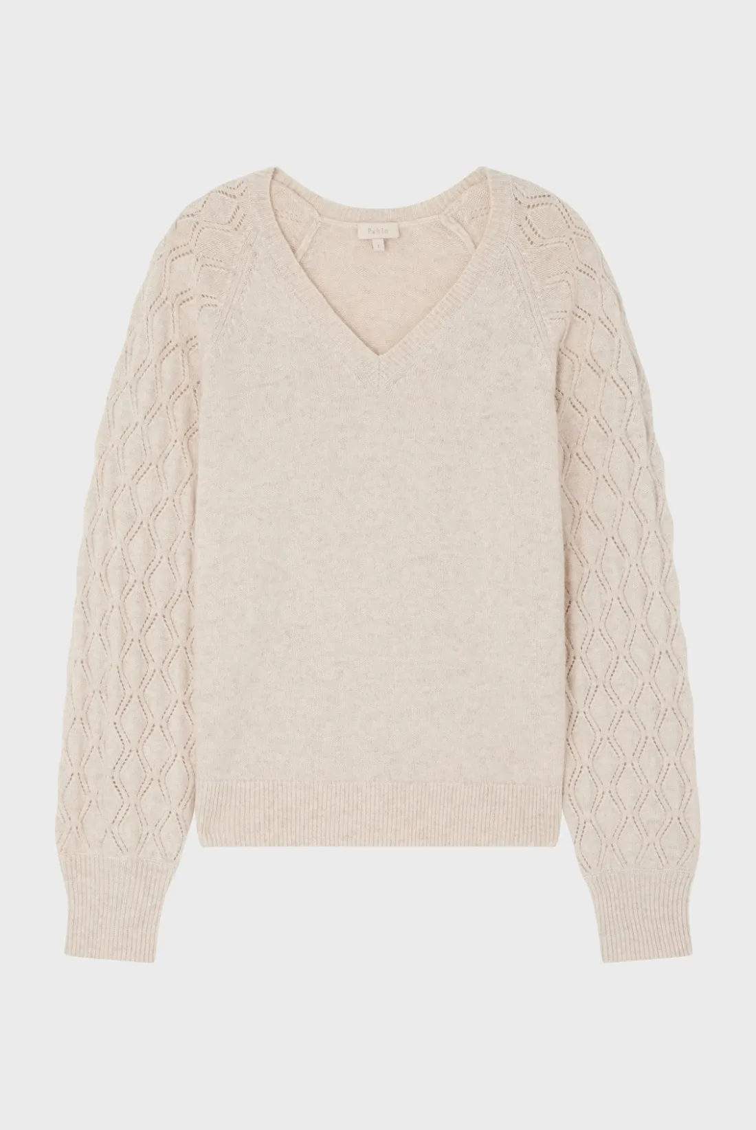 Pablo Pull en laine aux manches ajourées - JIOTI Beigerosé Fashion