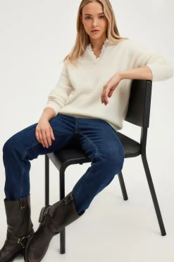 Pablo Pull mohair à col dentelle - JULETTE Ecru Discount