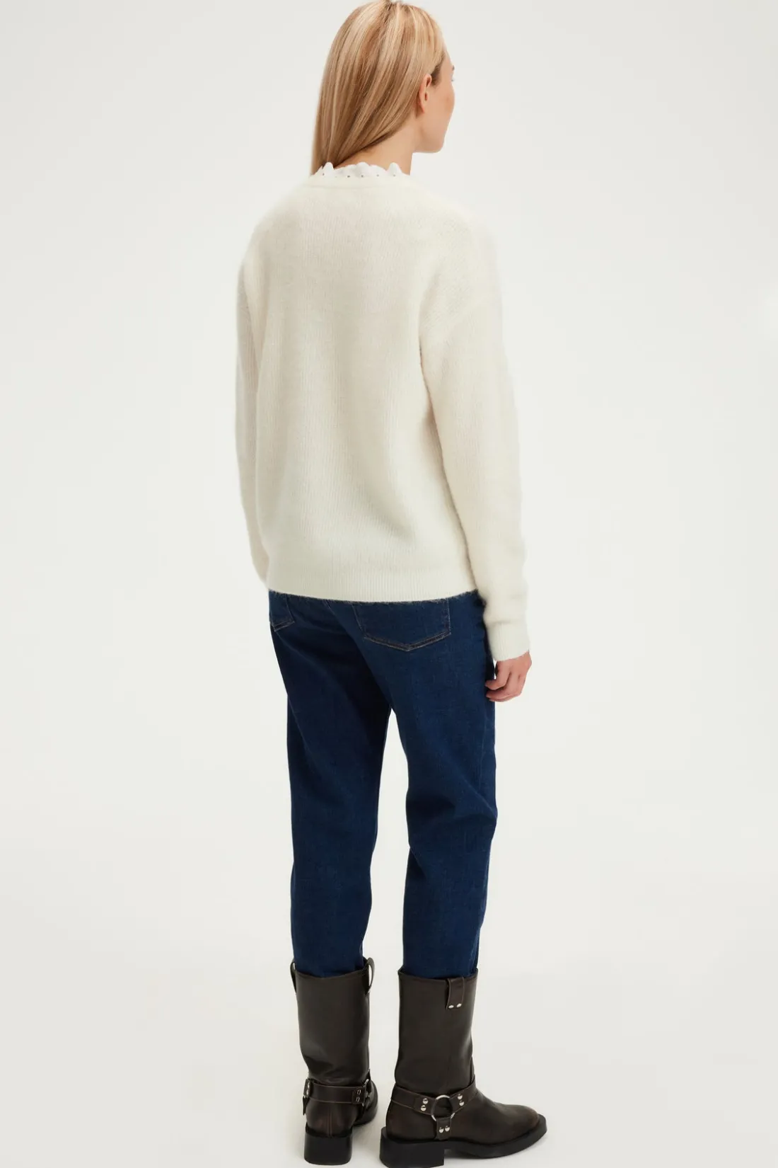 Pablo Pull mohair à col dentelle - JULETTE Ecru Discount
