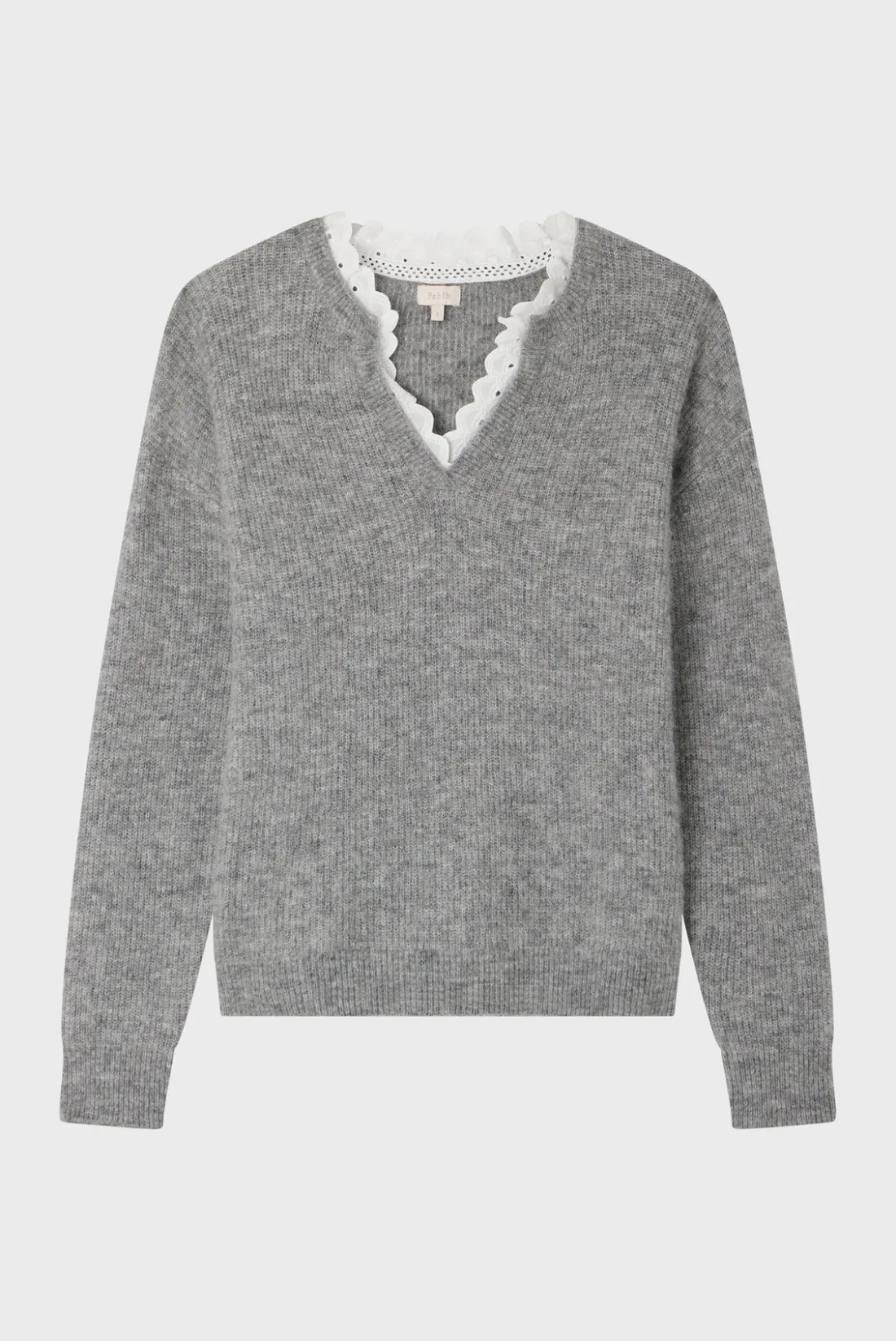 Pablo Pull mohair à col dentelle - JULETTE GrisChiné Online