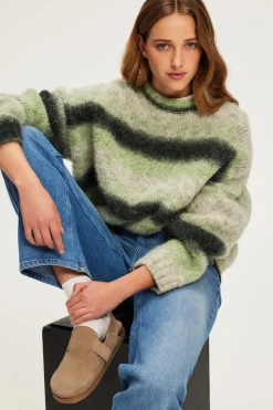 Pablo Pull épais oversize à rayures - JOYA VertKaki Outlet
