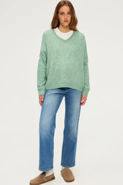 Pablo Pull V oversize chiné - JOURNA Vert Outlet