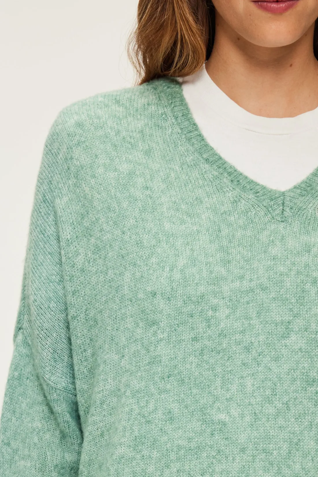 Pablo Pull V oversize chiné - JOURNA Vert Outlet