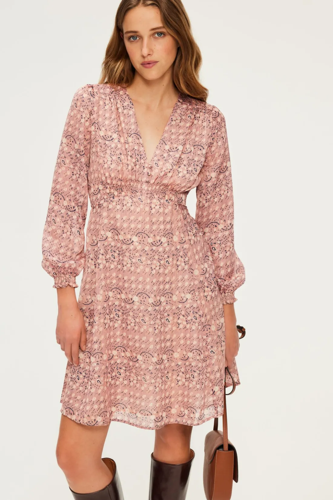 Pablo Robe courte à fleurs et lurex - SOLINE Nude Flash Sale