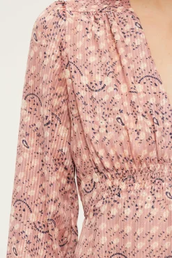 Pablo Robe courte à fleurs et lurex - SOLINE Nude Flash Sale