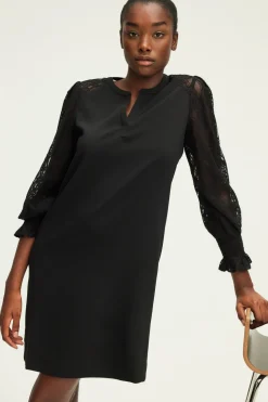 Pablo Robe courte aux manches en dentelle - STEPHANIE Noir Clearance