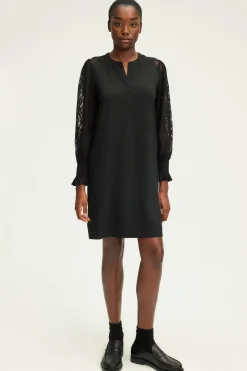 Pablo Robe courte aux manches en dentelle - STEPHANIE Noir Clearance