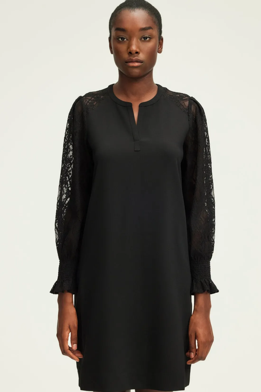 Pablo Robe courte aux manches en dentelle - STEPHANIE Noir Clearance