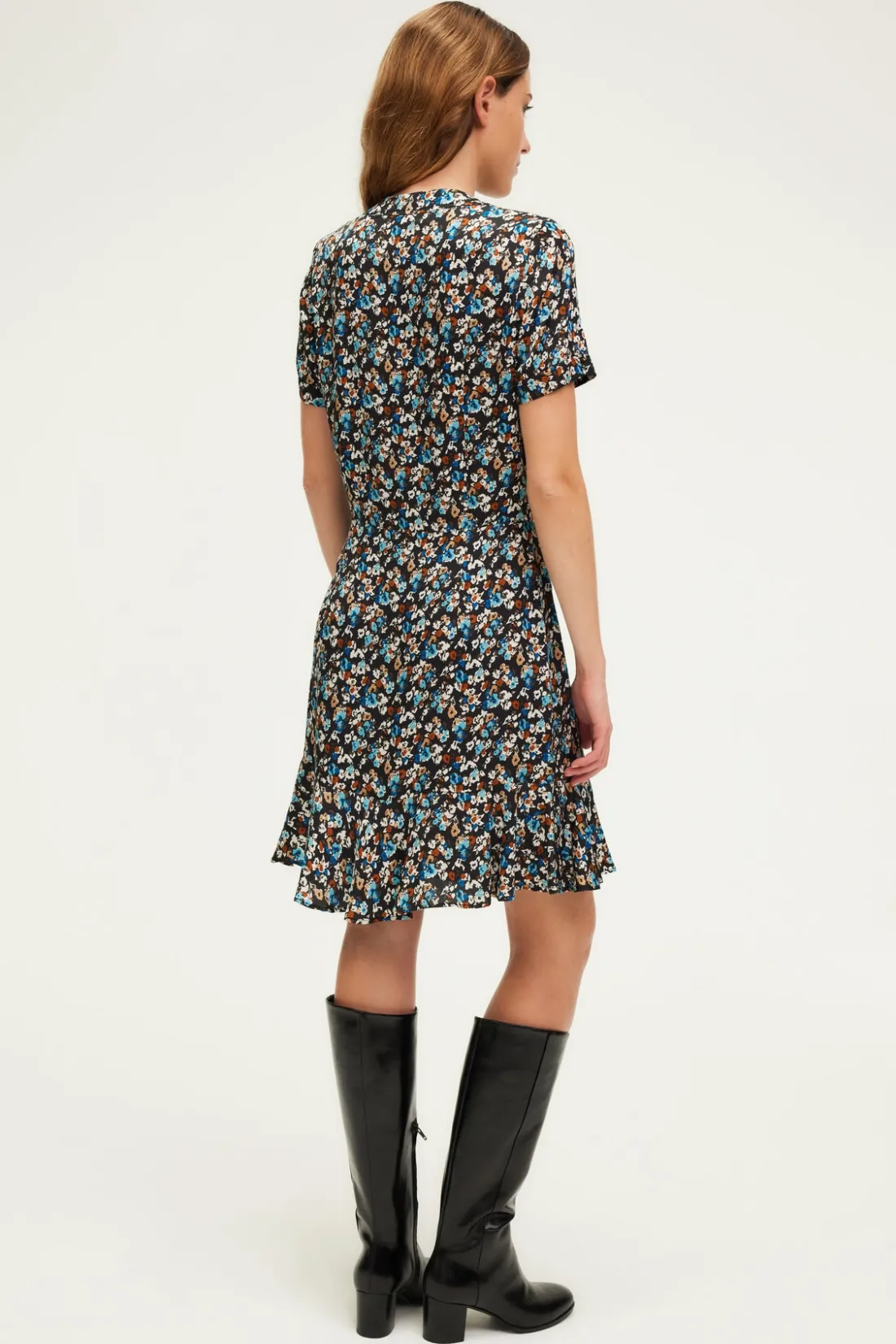 Pablo Robe courte cintrée à fleurs - SABRIA Noir Outlet