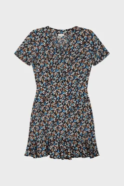 Pablo Robe courte cintrée à fleurs - SABRIA Noir Outlet