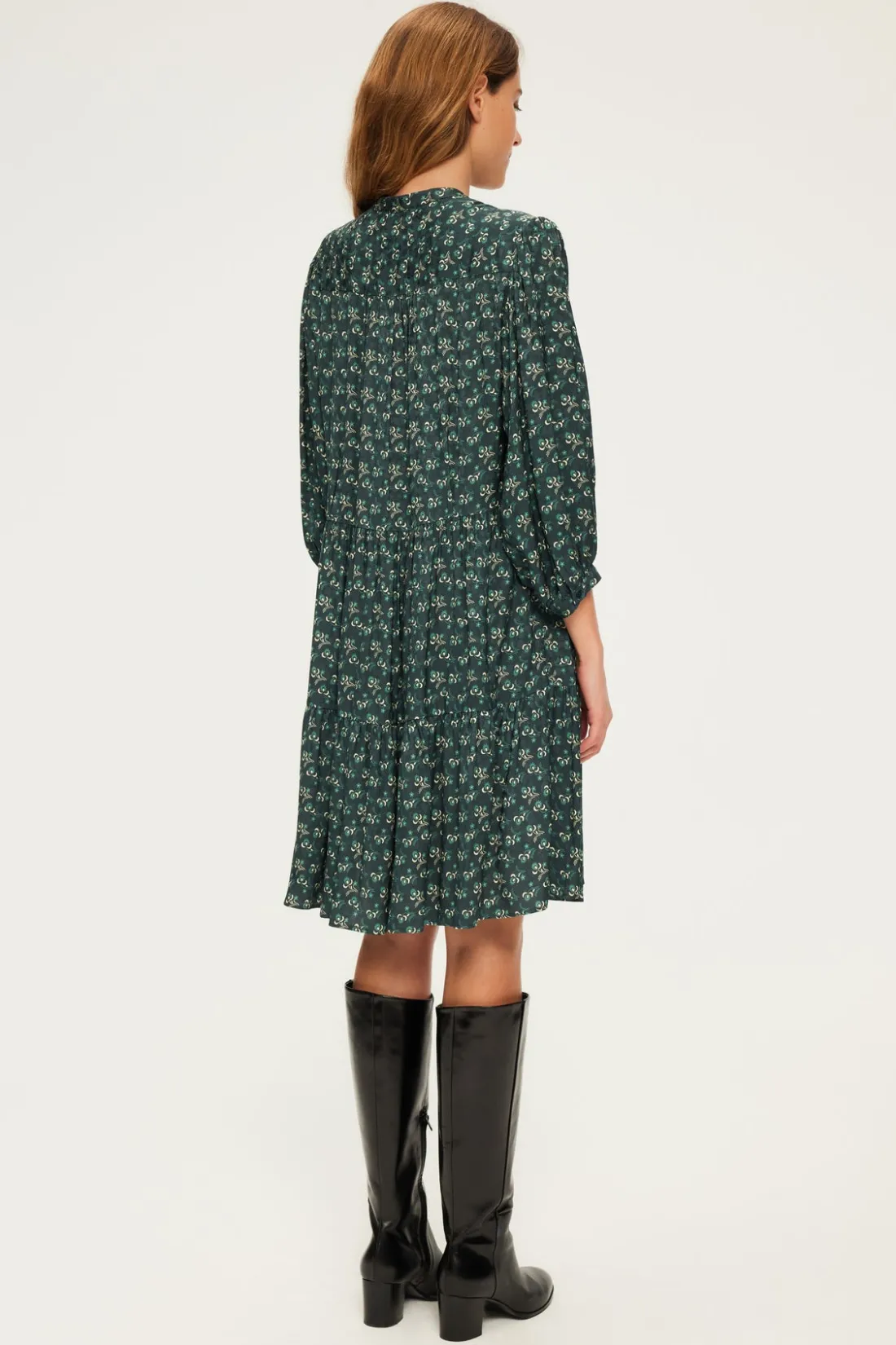 Pablo Robe courte et droite à fleurs - SIRINE Vert Discount