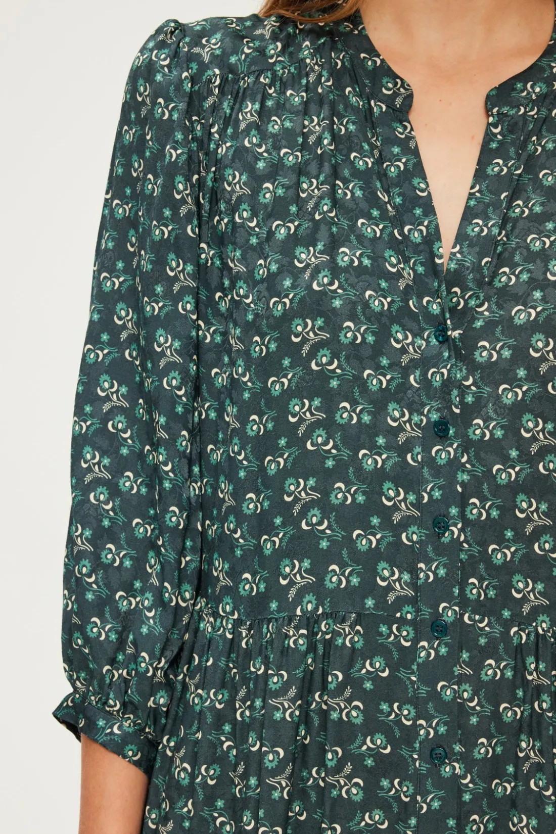 Pablo Robe courte et droite à fleurs - SIRINE Vert Discount