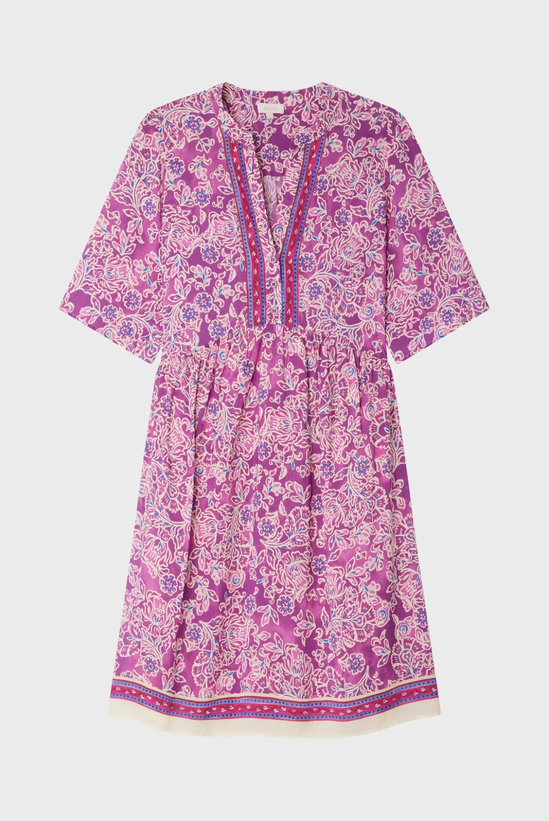 Pablo Robe courte et fluide à fleurs - SORINE Fuchsia Sale
