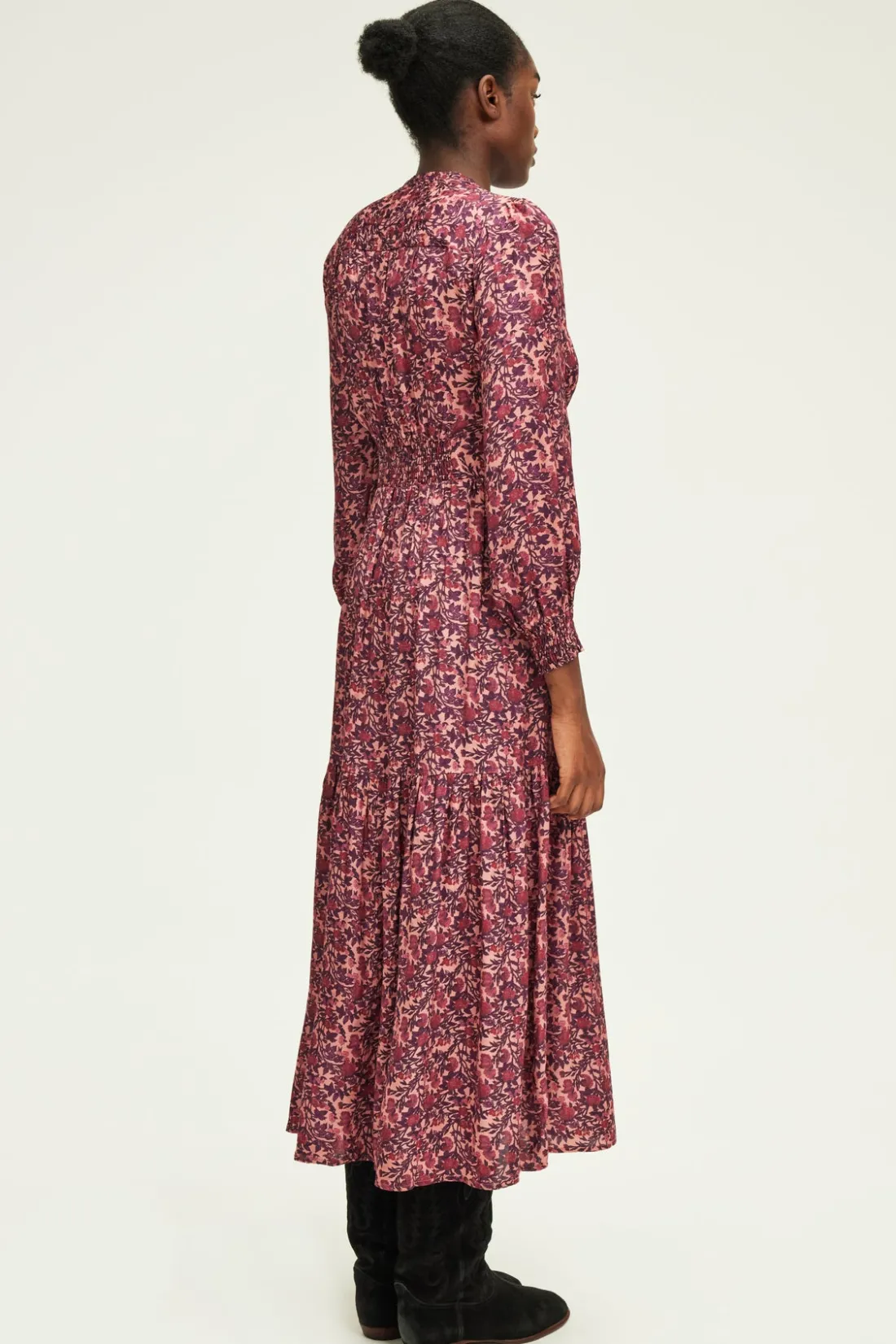 Pablo Robe longue cintrée à fleurs -SALIANE Rose Flash Sale