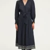 Pablo Robe longue cintrée imprimée - SYLVIA Marine Cheap