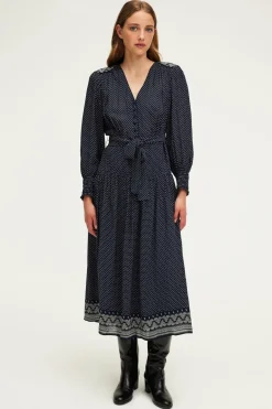 Pablo Robe longue cintrée imprimée - SYLVIA Marine Cheap