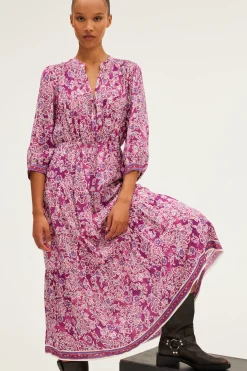 Pablo Robe longue et fluide à fleurs - STEPHANN Fuchsia Clearance