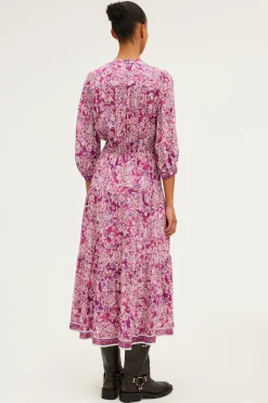 Pablo Robe longue et fluide à fleurs - STEPHANN Fuchsia Clearance