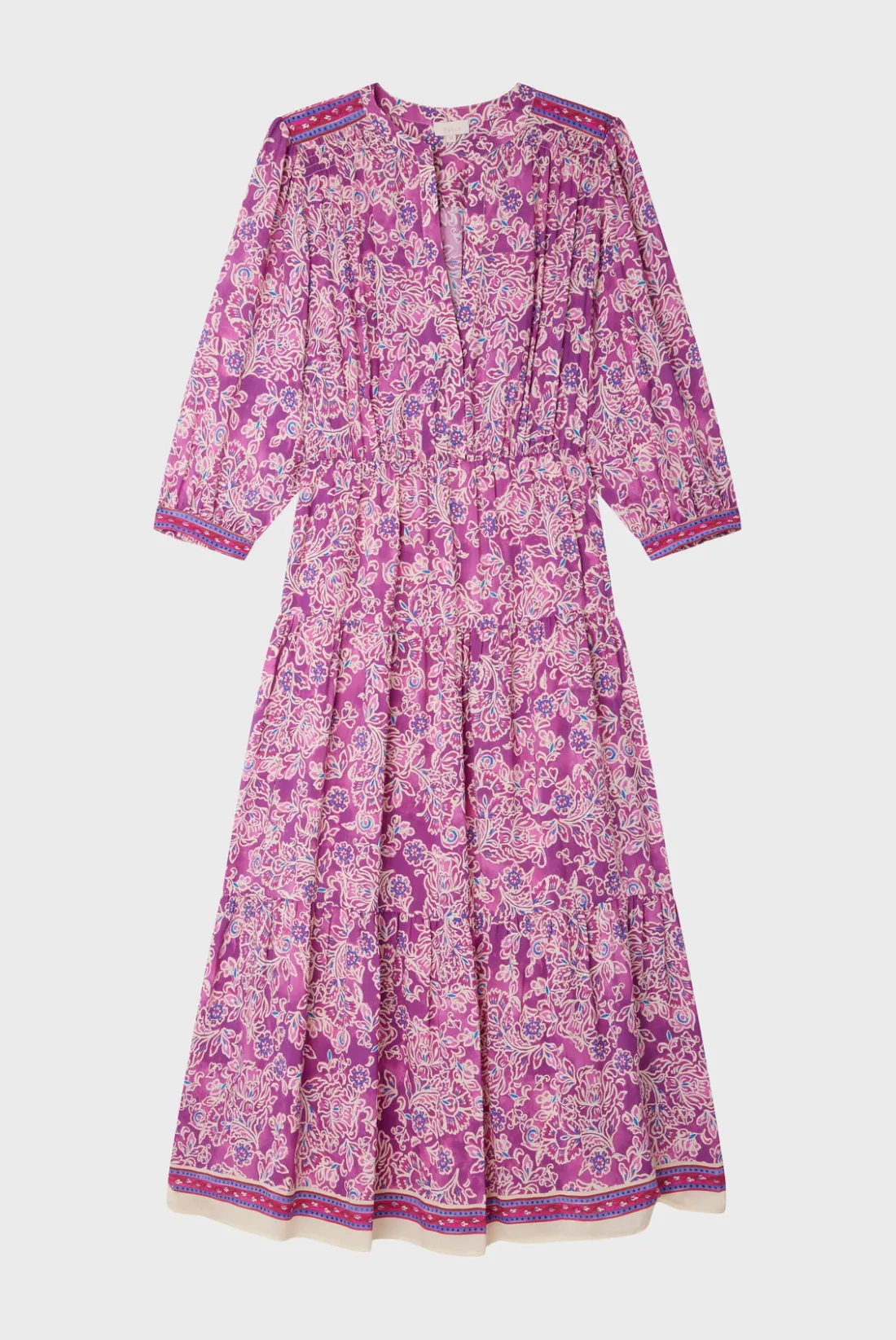 Pablo Robe longue et fluide à fleurs - STEPHANN Fuchsia Clearance