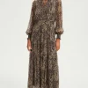 Pablo Robe longue imprimée à lurex - SYBILLE Marine Online