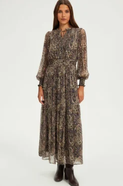 Pablo Robe longue imprimée à lurex - SYBILLE Marine Online