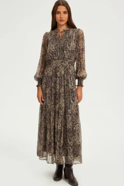 Pablo Robe longue imprimée à lurex - SYBILLE Marine Online