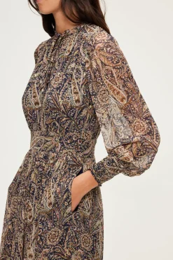 Pablo Robe longue imprimée à lurex - SYBILLE Marine Online