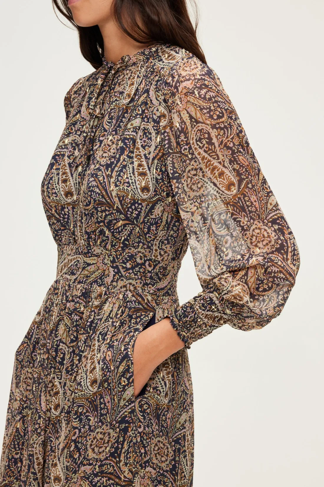 Pablo Robe longue imprimée à lurex - SYBILLE Marine Online