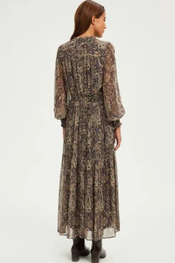 Pablo Robe longue imprimée à lurex - SYBILLE Marine Online