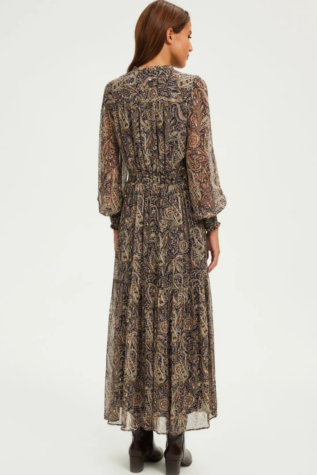 Pablo Robe longue imprimée à lurex - SYBILLE Marine Online