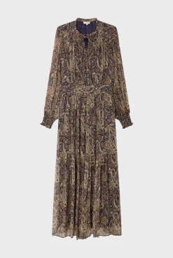 Pablo Robe longue imprimée à lurex - SYBILLE Marine Online