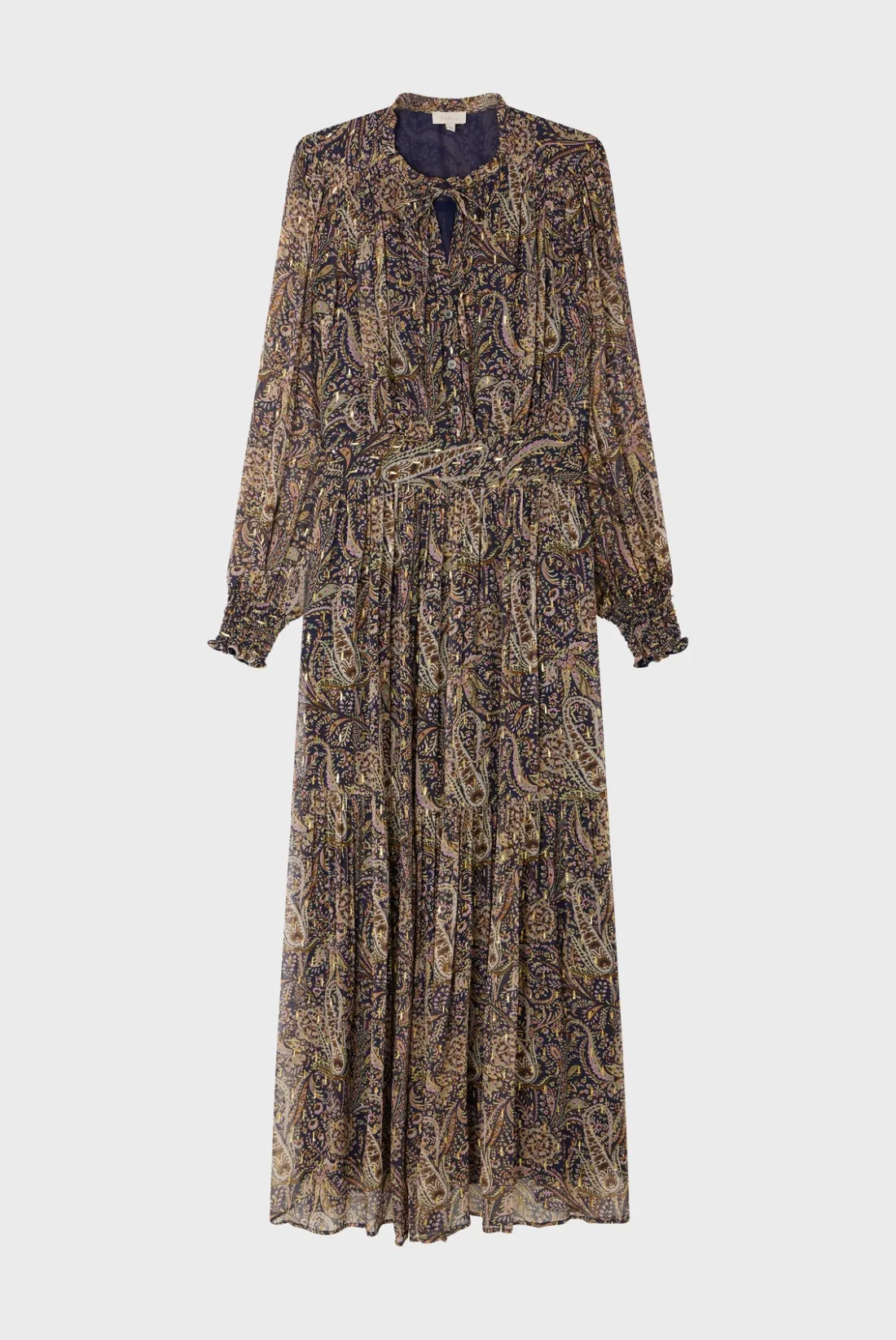 Pablo Robe longue imprimée à lurex - SYBILLE Marine Online