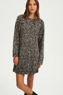 Pablo Robe léopard courte en laine - SEVANE Beige Flash Sale