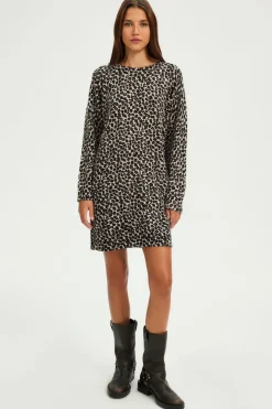 Pablo Robe léopard courte en laine - SEVANE Beige Flash Sale