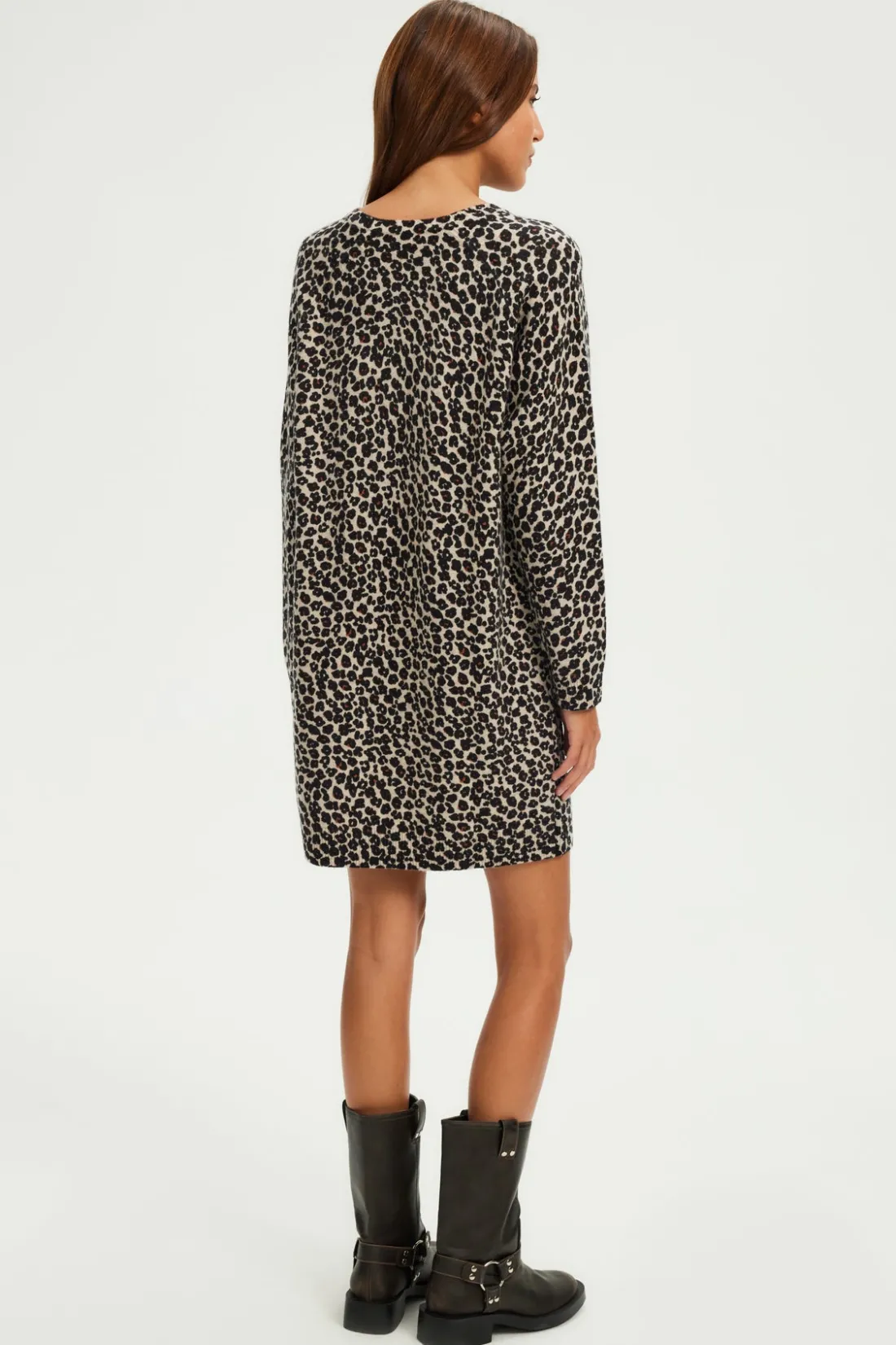 Pablo Robe léopard courte en laine - SEVANE Beige Flash Sale