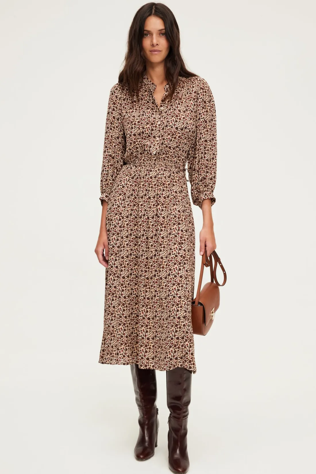 Pablo Robe midi à fleurs - SOIZIC Naturel Best Sale